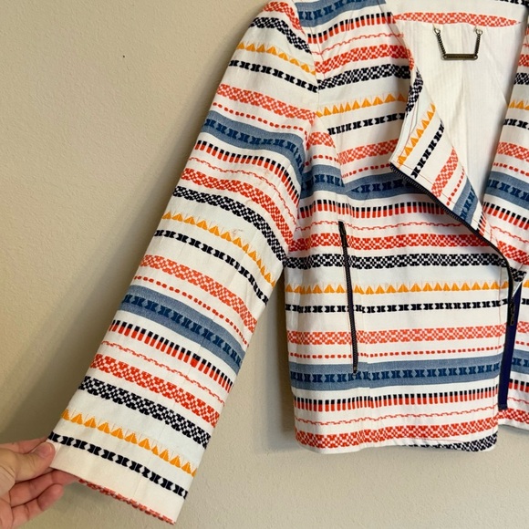 Trina Turk Jacket Blazer Size 8 Beatrix Tribal Embroidered Colorful Zip Up - Picture 5 of 16